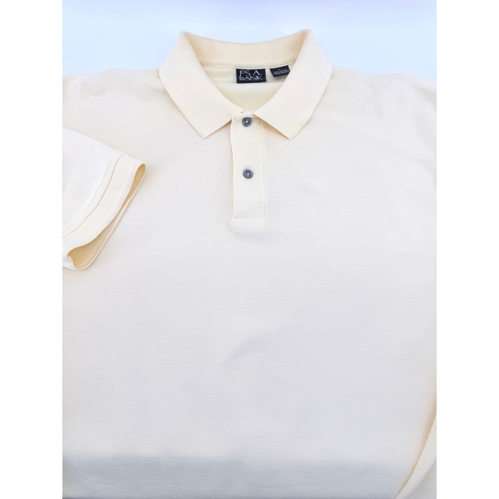Jos A Bank Travelers Collection Short Sleeve Polo Mens L Yellow Cotton Pique